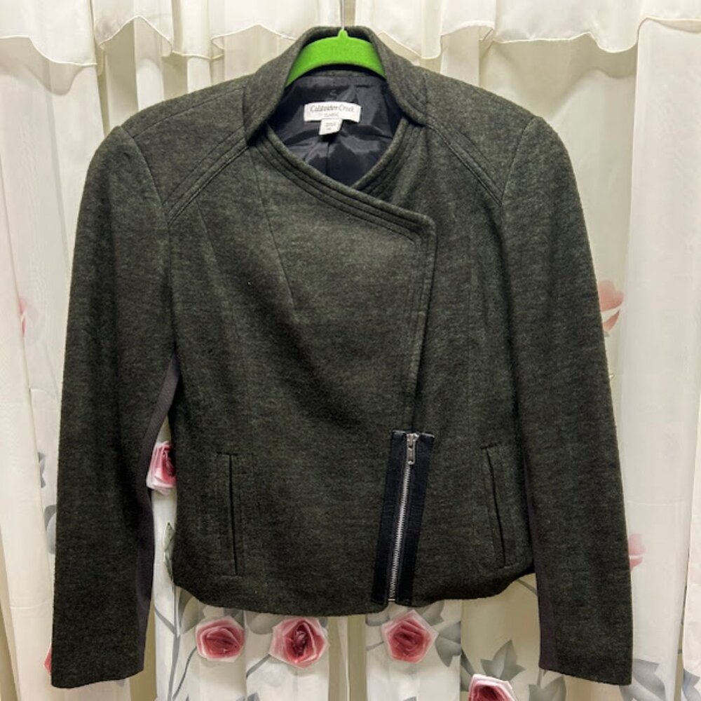 Coldwater Creek Classic Wool Blend Green Jacket Women's Petite 4